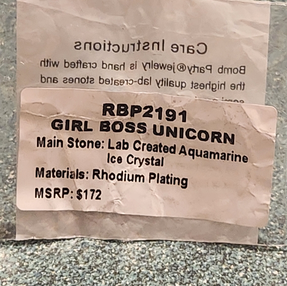 Bomb Party ring size 7 Girl Boss Unicorn RBP2191 Nwt 2 Seperate Bands Aquamarine - Picture 8 of 8